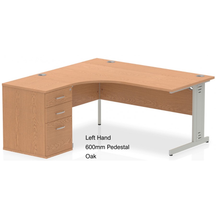 Rayleigh Left Hand Cable Managed Desk and Pedestal Set